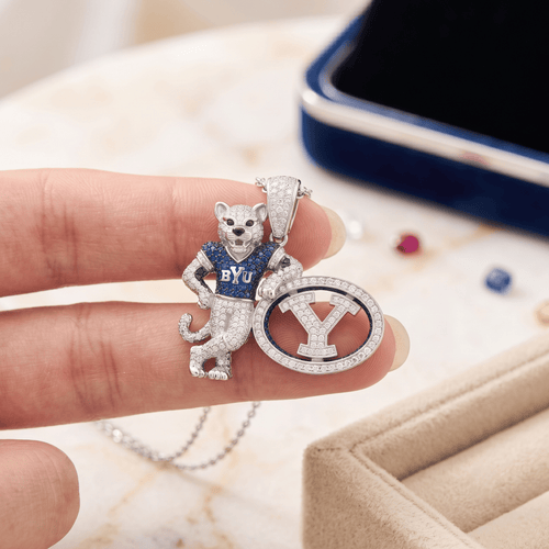 BYU Solid Gold Chain with Diamond Pendant HTTT
